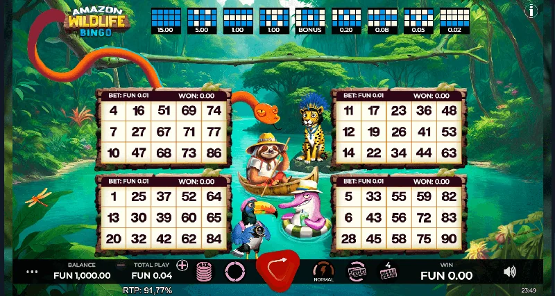 Skärmdump av Amazon Wildlife Bingo