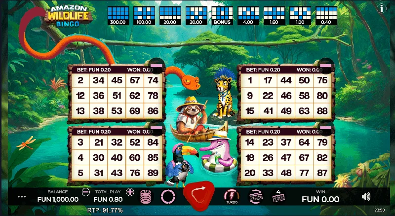 Skärmdump av Amazon Wildlife Bingo