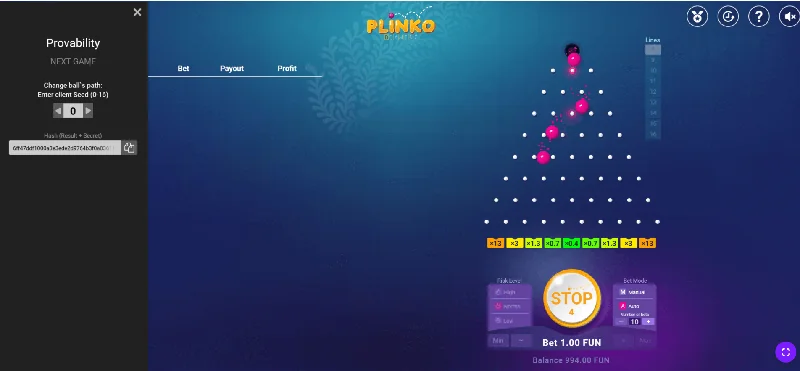 Plinko Skärmdump